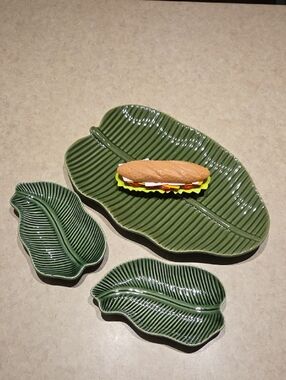 Home Accents Leaf Plate Set of 3| Boho Botanical Nature